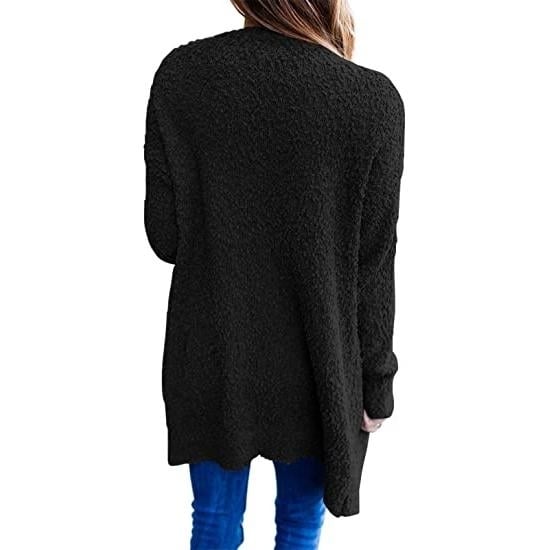 Womens Long Sleeve Soft Chunky Knit Sweater Coat Image 7