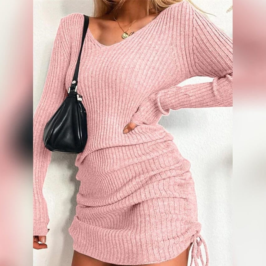 Womens Long Sleeve Sweater Dress Image 2