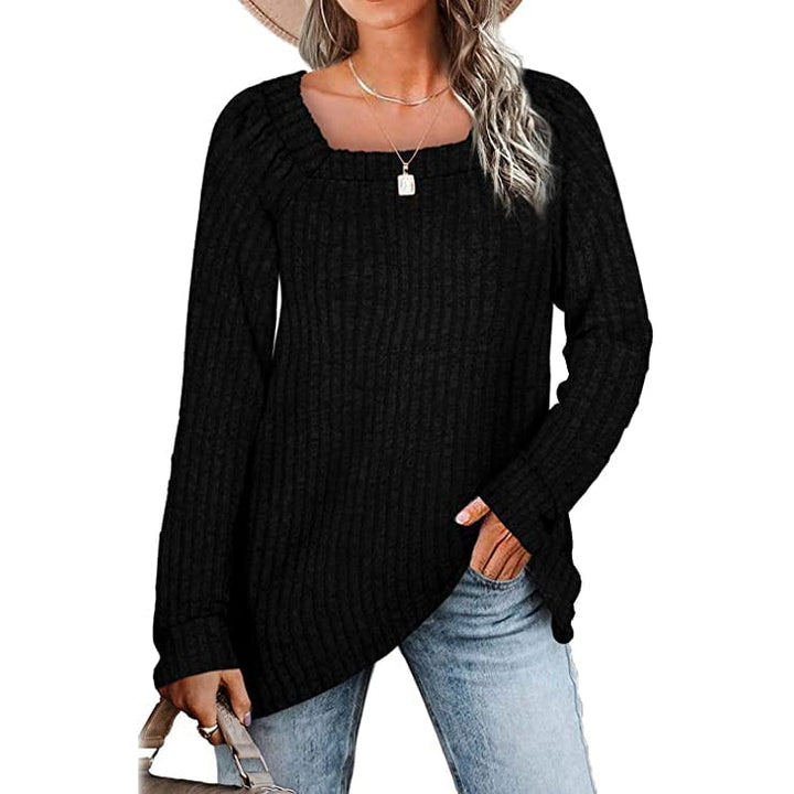 Womens Long Sleeve V Neck Sweater Tops Image 1