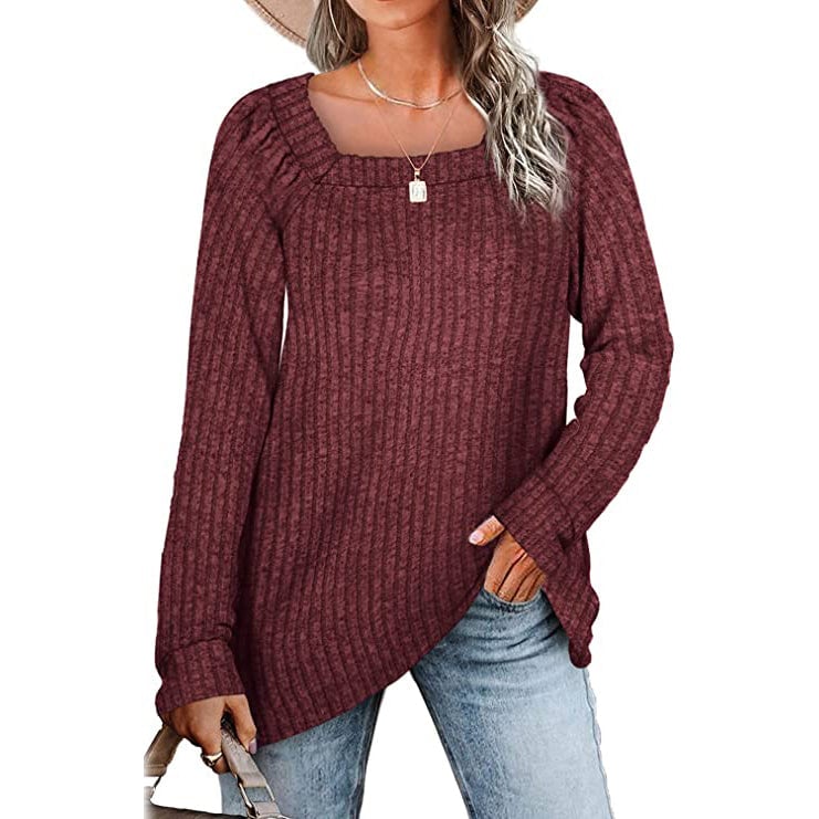 Womens Long Sleeve V Neck Sweater Tops Image 2