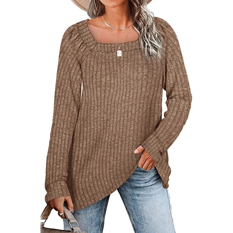 Womens Long Sleeve V Neck Sweater Tops Image 4