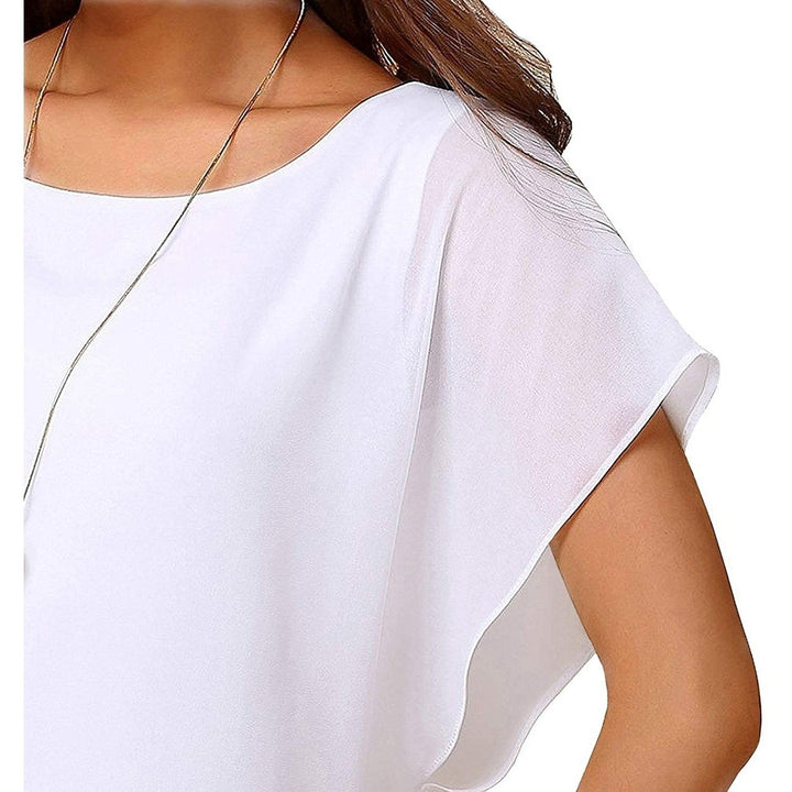 Womens Loose Casual Short Sleeve Chiffon Top T-Shirt Blouse Image 10