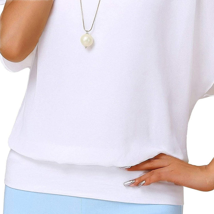 Womens Loose Casual Short Sleeve Chiffon Top T-Shirt Blouse Image 11