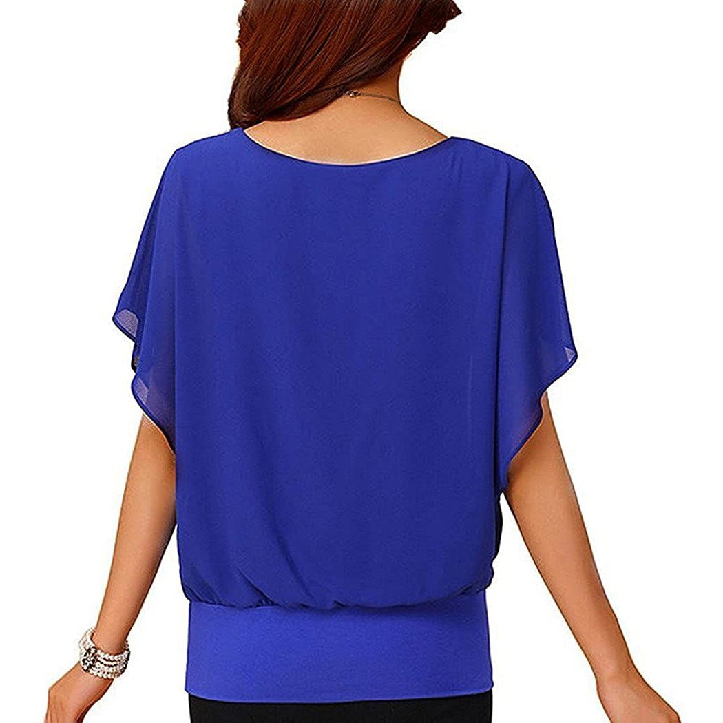 Womens Loose Casual Short Sleeve Chiffon Top T-Shirt Blouse Image 12