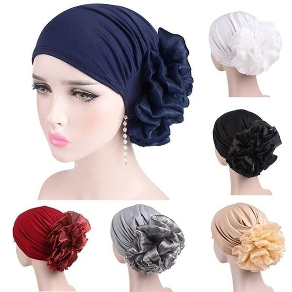 Womens Milk Silk Flower Turban Image 1