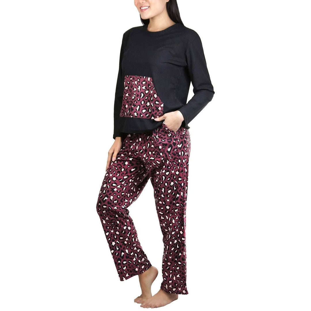 Womens Matching Pajama Set with Kangaroo Pocket Top and Flannel Pants Image 6