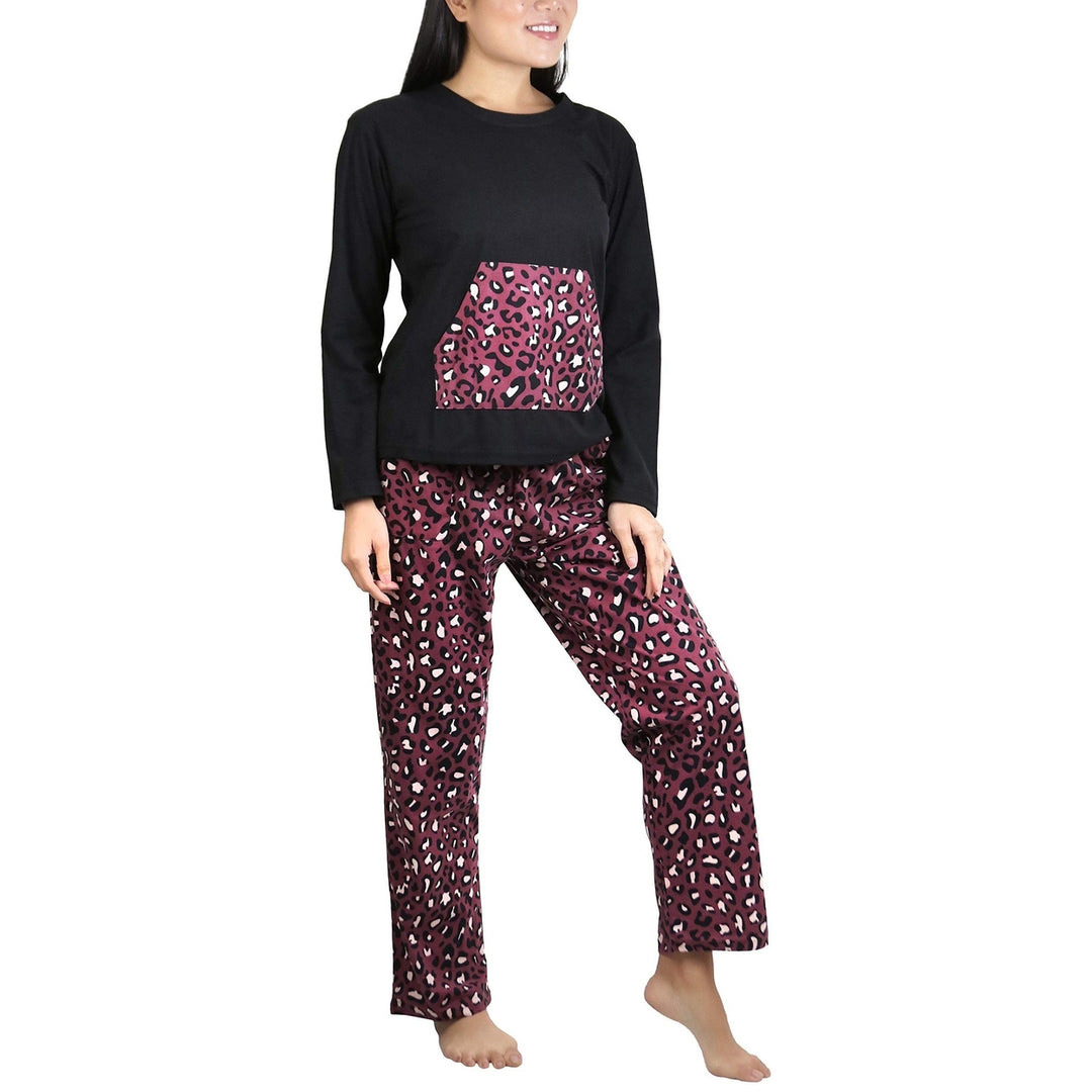 Womens Matching Pajama Set with Kangaroo Pocket Top and Flannel Pants Image 7