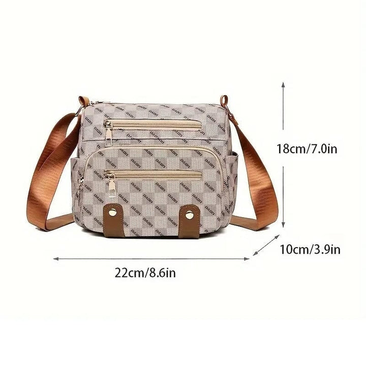 Womens Multi Pocket Plaid Pattern Crossbody Bag Image 4