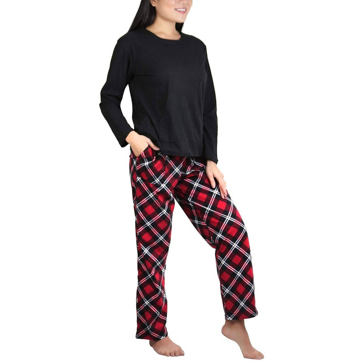 Womens Matching Pajama Set with Kangaroo Pocket Top and Flannel Pants Image 11