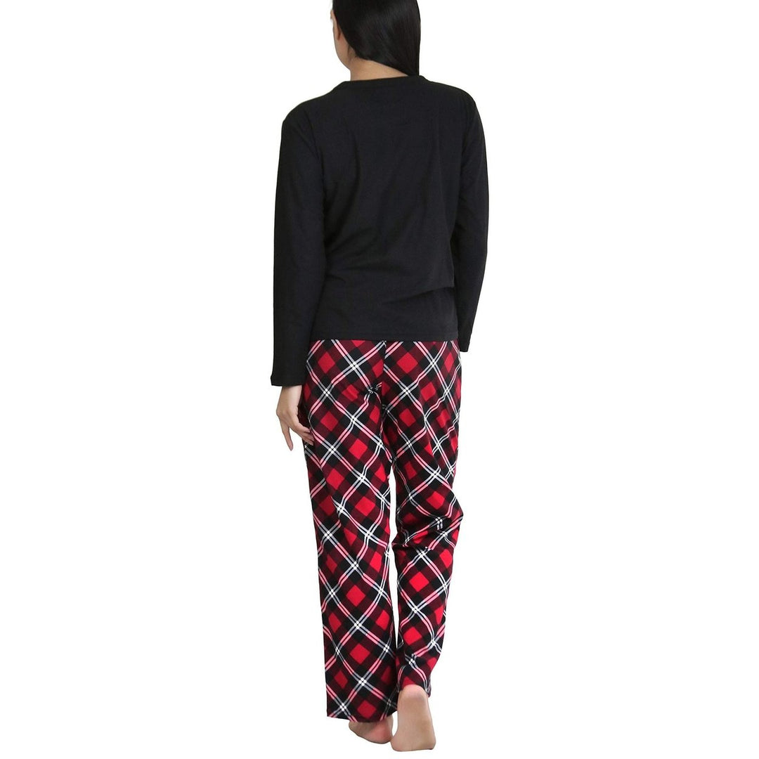 Womens Matching Pajama Set with Kangaroo Pocket Top and Flannel Pants Image 12