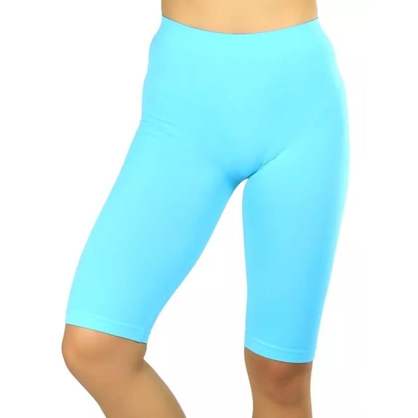 Womens Nylon Above Knee-Length Legging Shorts Image 1