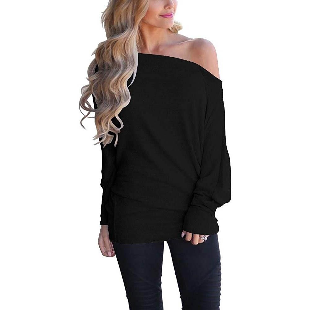 Womens Off-Shoulder Long-Sleeved Top Image 1