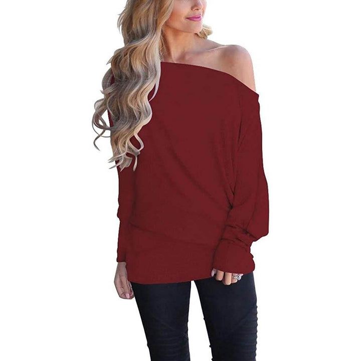 Womens Off-Shoulder Long-Sleeved Top Image 2