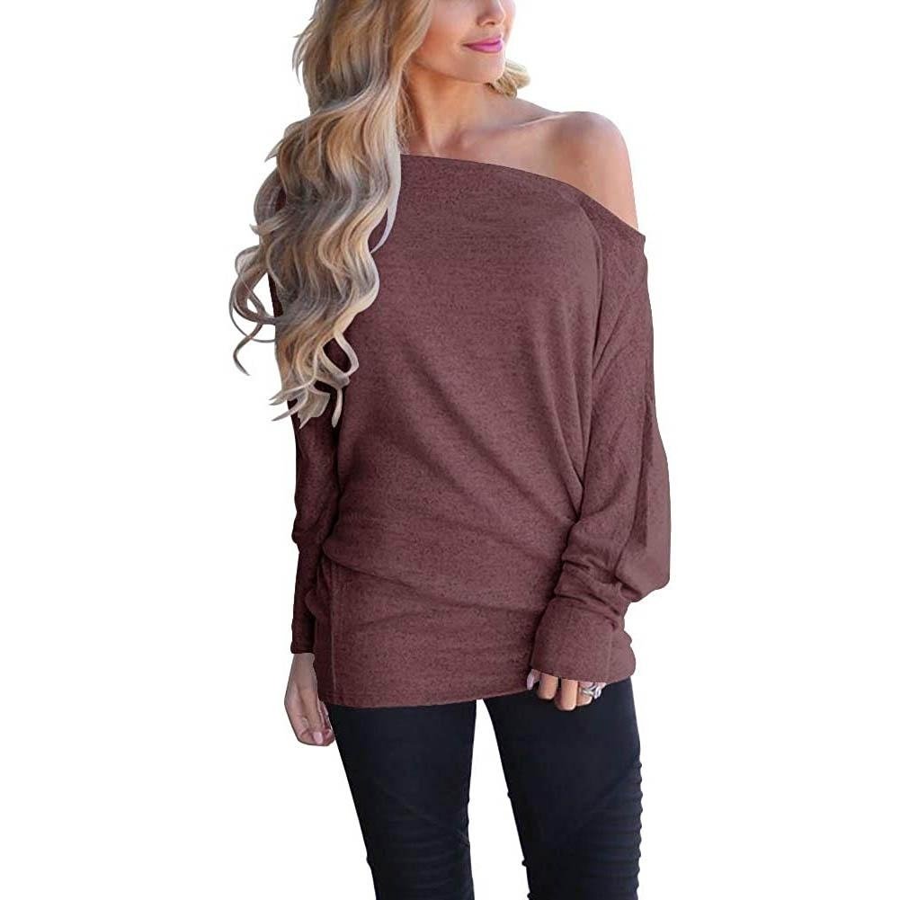 Womens Off-Shoulder Long-Sleeved Top Image 1