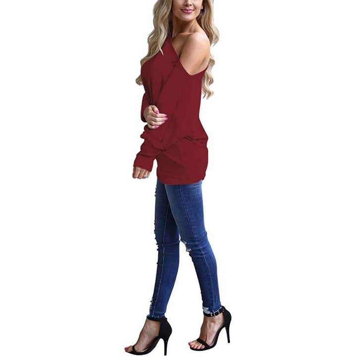 Womens Off-Shoulder Long-Sleeved Top Image 10