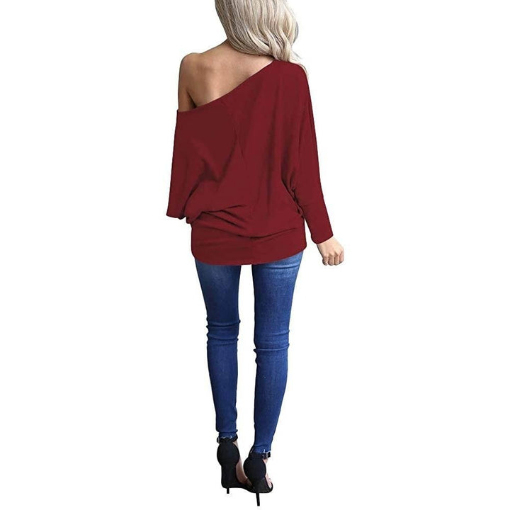 Womens Off-Shoulder Long-Sleeved Top Image 11