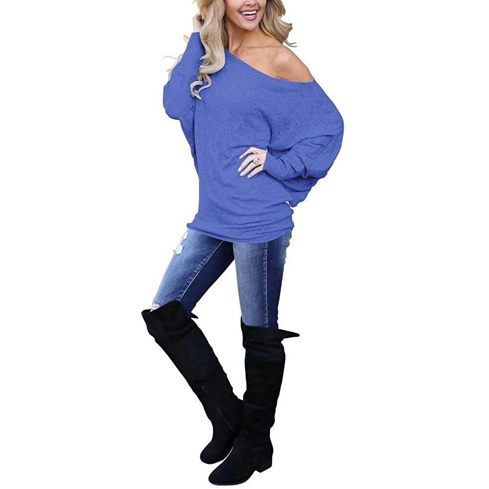 Womens Off-Shoulder Long-Sleeved Top Image 12