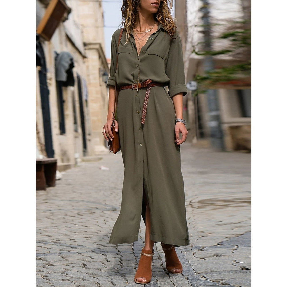 Womens Oversized Loose Shirt Dress Image 2