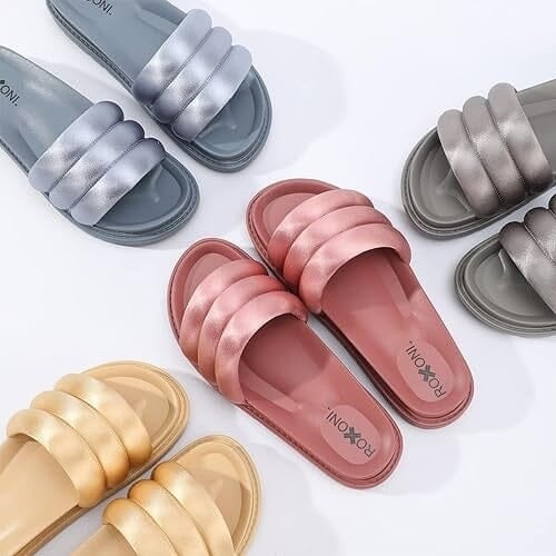 Womens Padded Strap Slide Sandals Stylish Open Toe Sandals Image 4