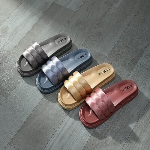 Womens Padded Strap Slide Sandals Stylish Open Toe Sandals Image 8