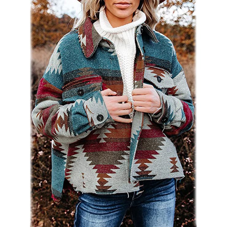 Womens Plaid Long Sleeve Button Down Collar Coat Image 1