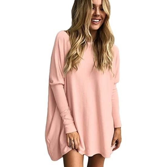 Womens Plain Oversized Loose Fitting Tunic Top Image 2