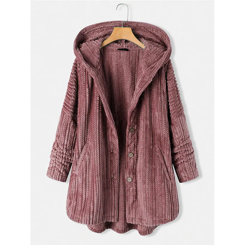 Womens Plus Size Coat Button Pocket Image 3