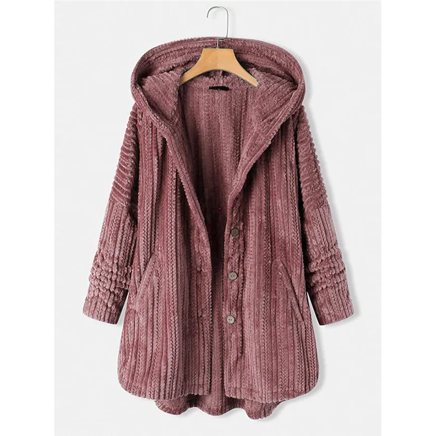 Womens Plus Size Coat Button Pocket Image 1