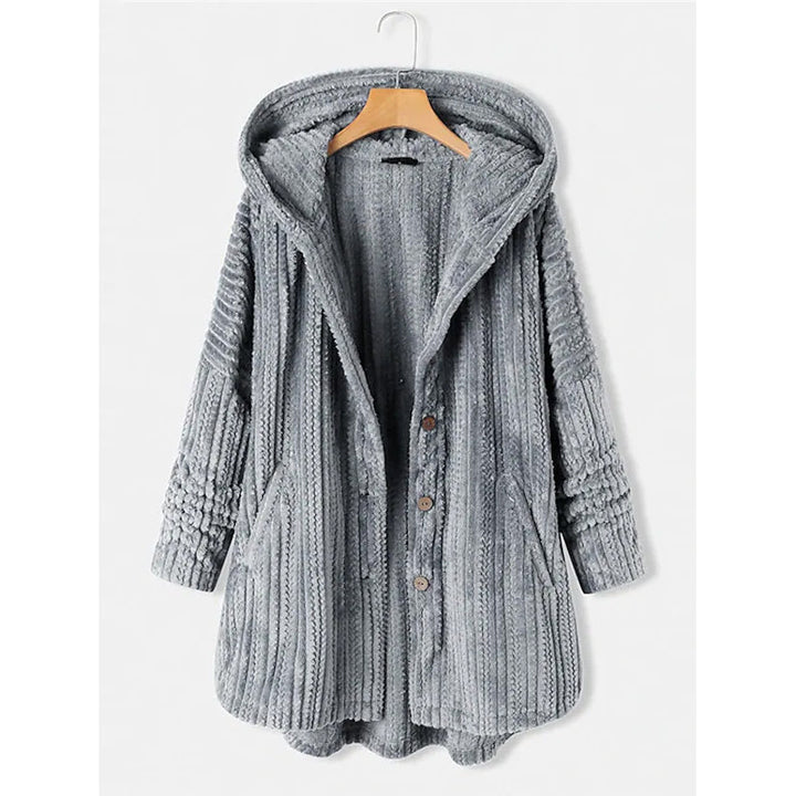 Womens Plus Size Coat Button Pocket Image 4