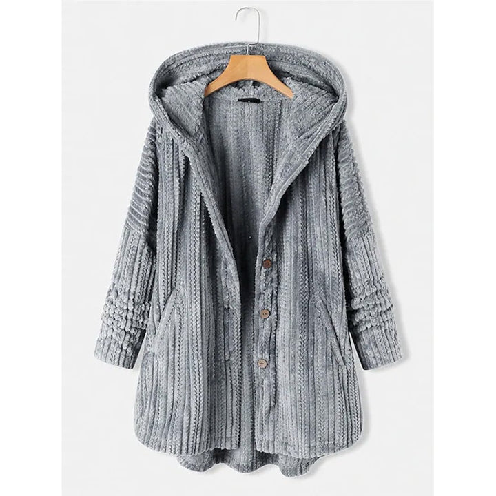 Womens Plus Size Coat Button Pocket Image 1