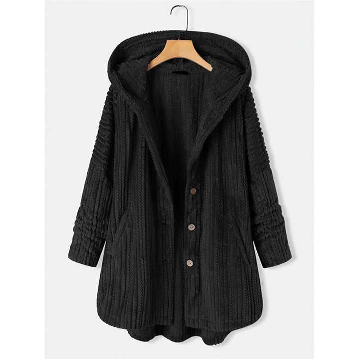 Womens Plus Size Coat Button Pocket Image 4