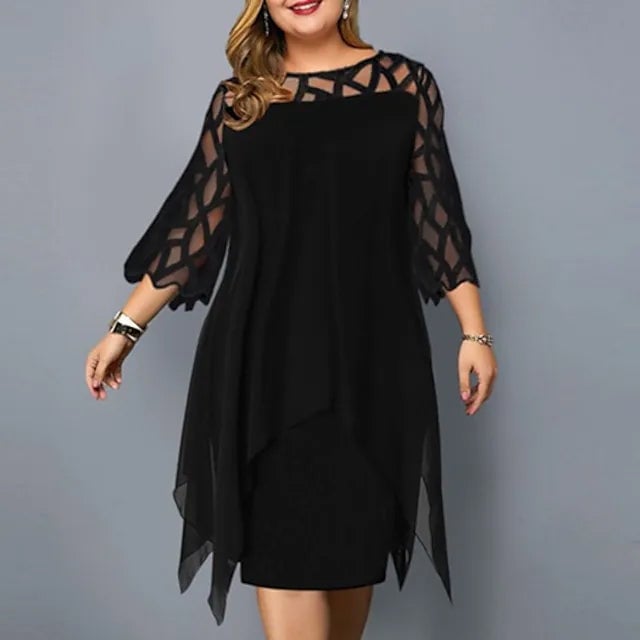 Womens Plus Size Solid Color Sheath Dress Image 1