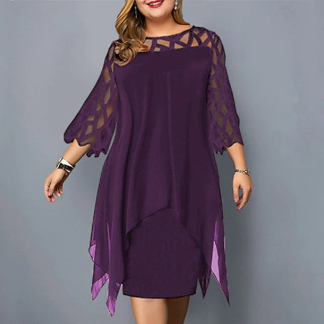 Womens Plus Size Solid Color Sheath Dress Image 2