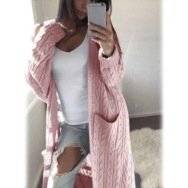 Womens Pocket Knitted Cardigan Sweater Image 1