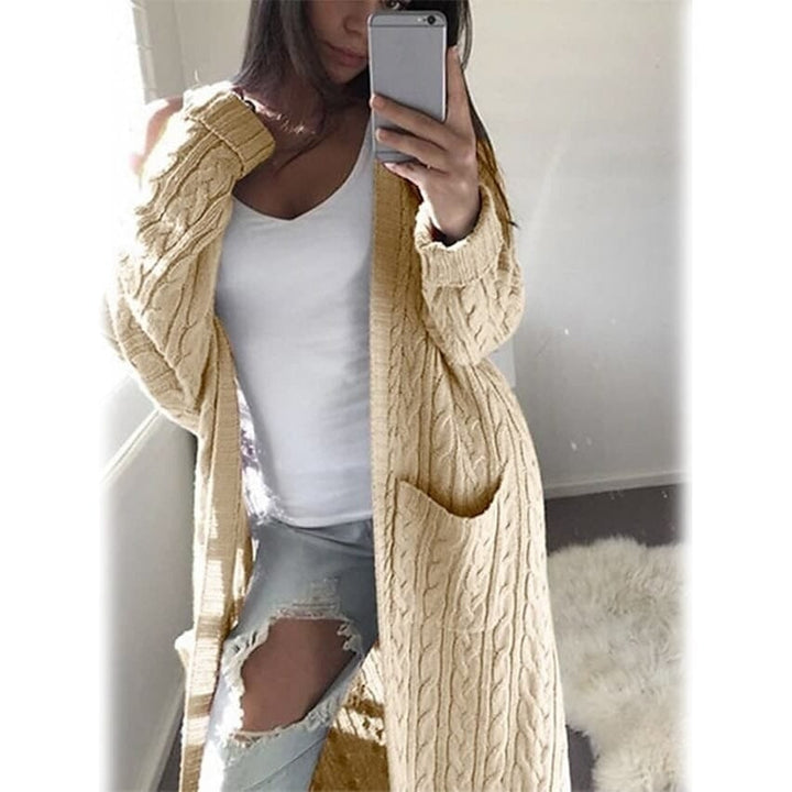 Womens Pocket Knitted Cardigan Sweater Image 1