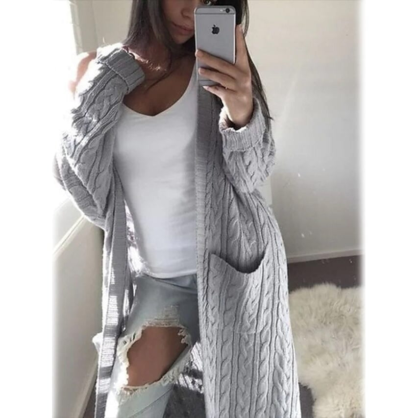 Womens Pocket Knitted Cardigan Sweater Image 4