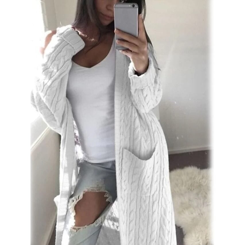 Womens Pocket Knitted Cardigan Sweater Image 6