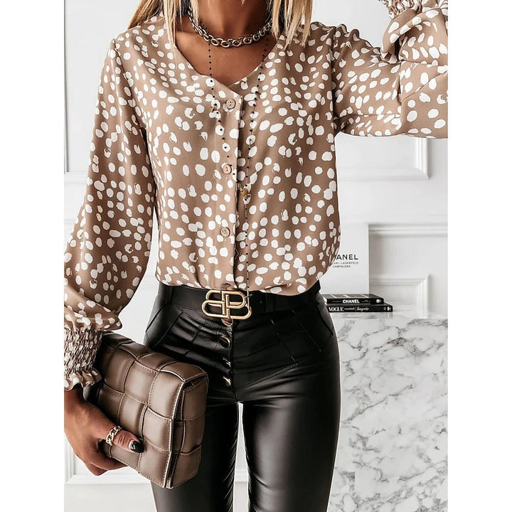 Womens Polka Dot Long Sleeve Casual Shirt Image 2