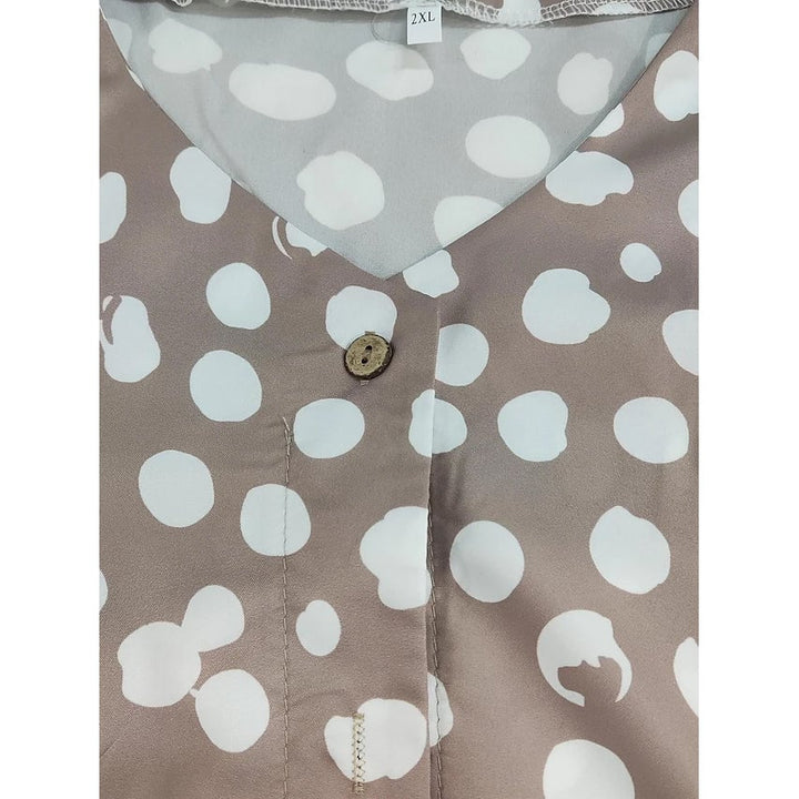 Womens Polka Dot Long Sleeve Casual Shirt Image 4