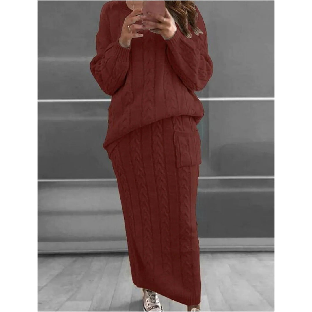 Womens Pocket Knitted Patchwork Solid Casual Long Sleeve Loose Sweater Image 4