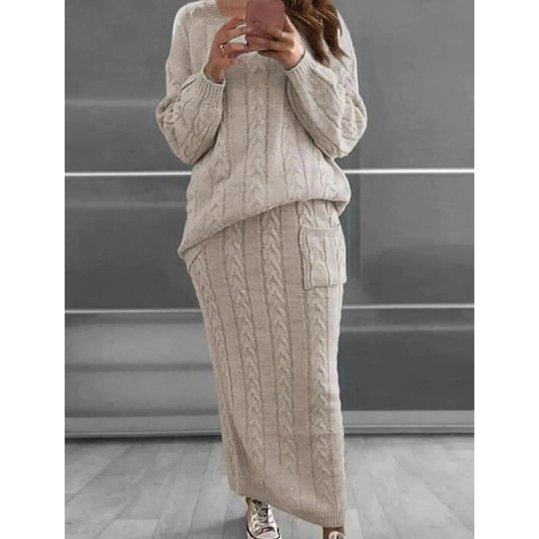 Womens Pocket Knitted Patchwork Solid Casual Long Sleeve Loose Sweater Image 6