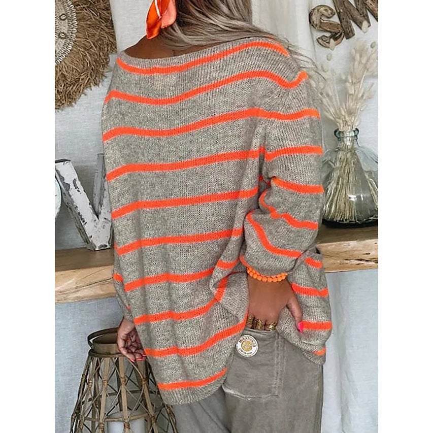 Womens Pullover Jumper Cable Knit Tunic Knitted Print Crew Neck Image 2