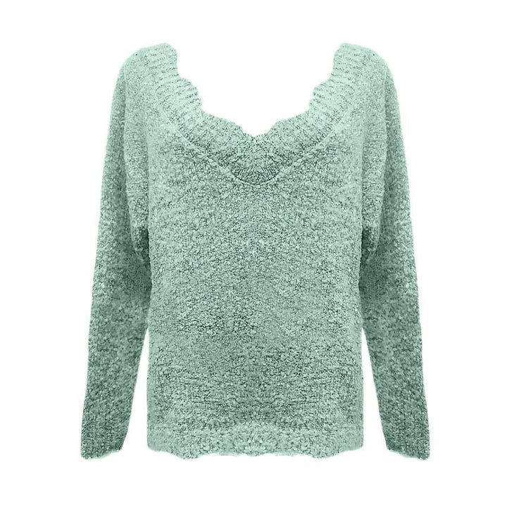 Womens Pullover Sweater Knitted Solid Colored Casual Acrylic Long Sleeve Loose Sweater Cardigans V Neck Image 2