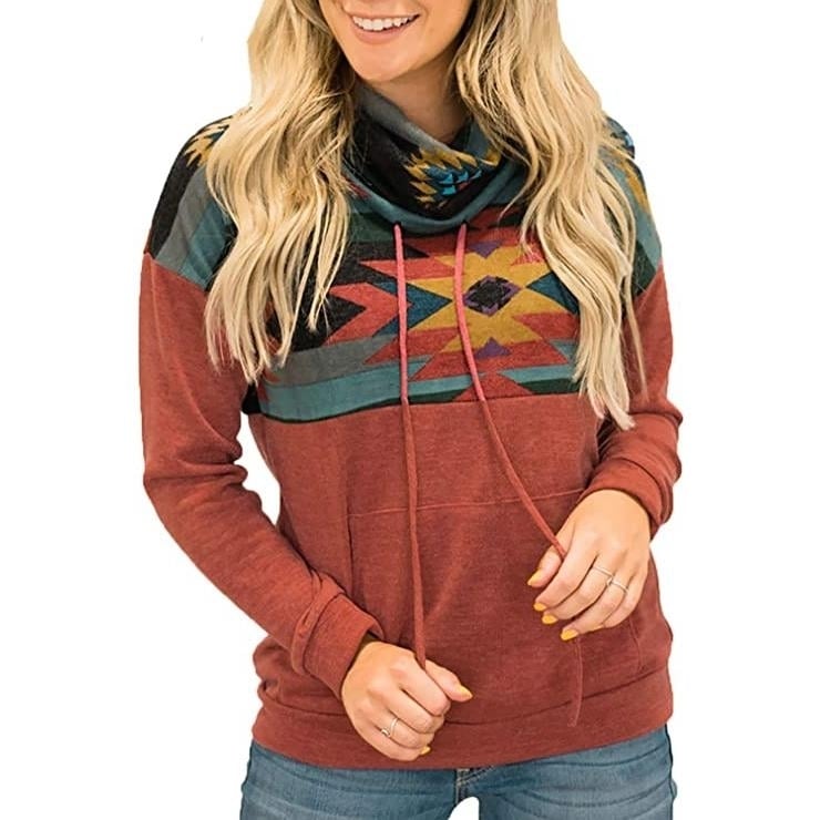 Womens Quarter Zip Color Block Pullover Sweatshirt Image 3