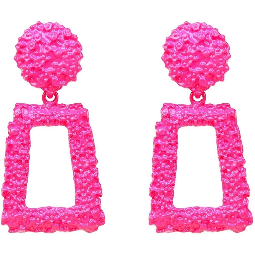 Womens Rectangular Geometric Drop Earrings Image 3