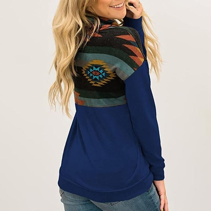 Womens Quarter Zip Color Block Pullover Sweatshirt Image 8