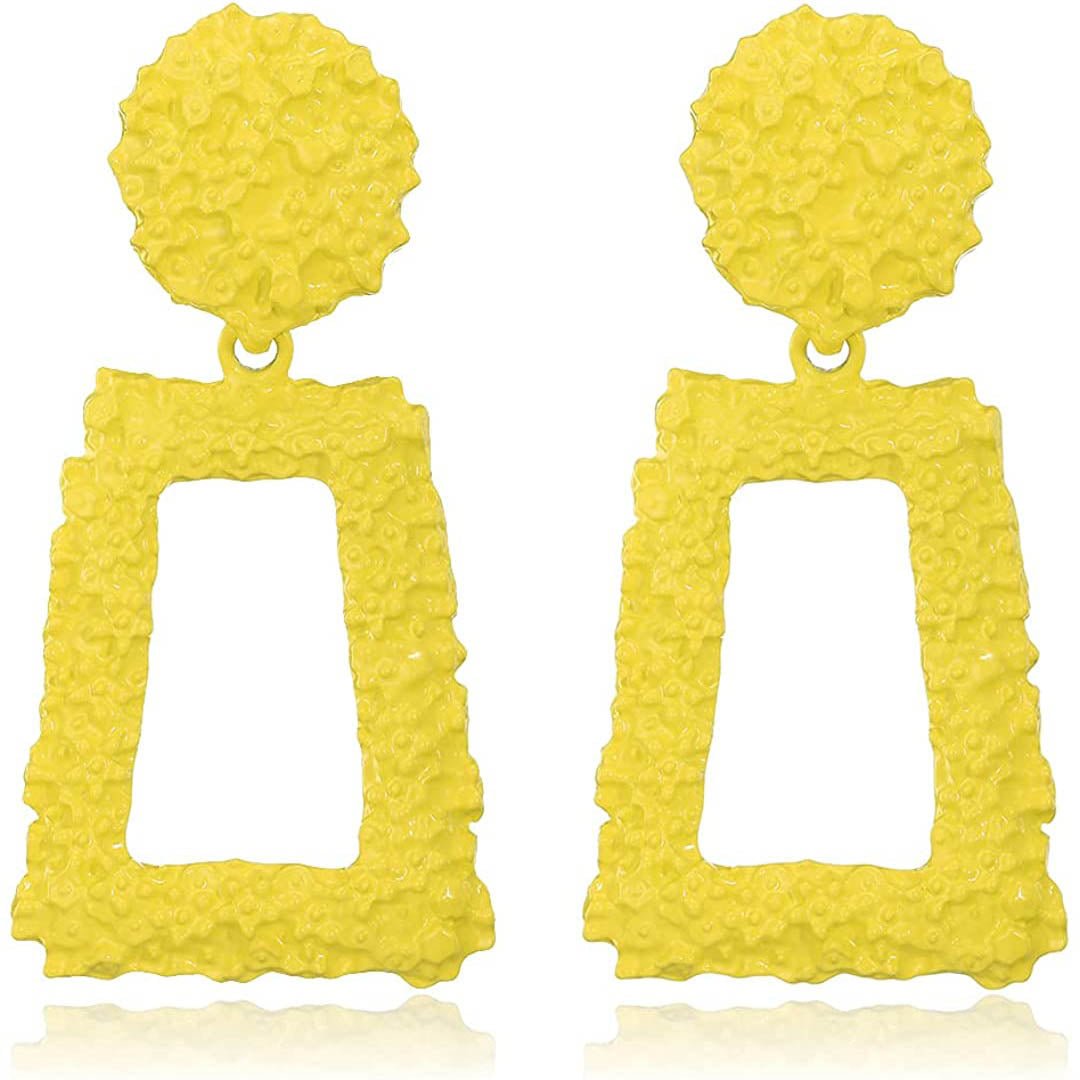 Womens Rectangular Geometric Drop Earrings Image 7