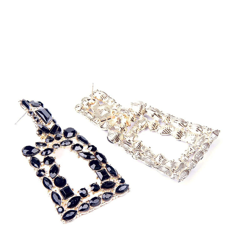 Womens Rhinestone Rectangle Drop Earrings Image 9