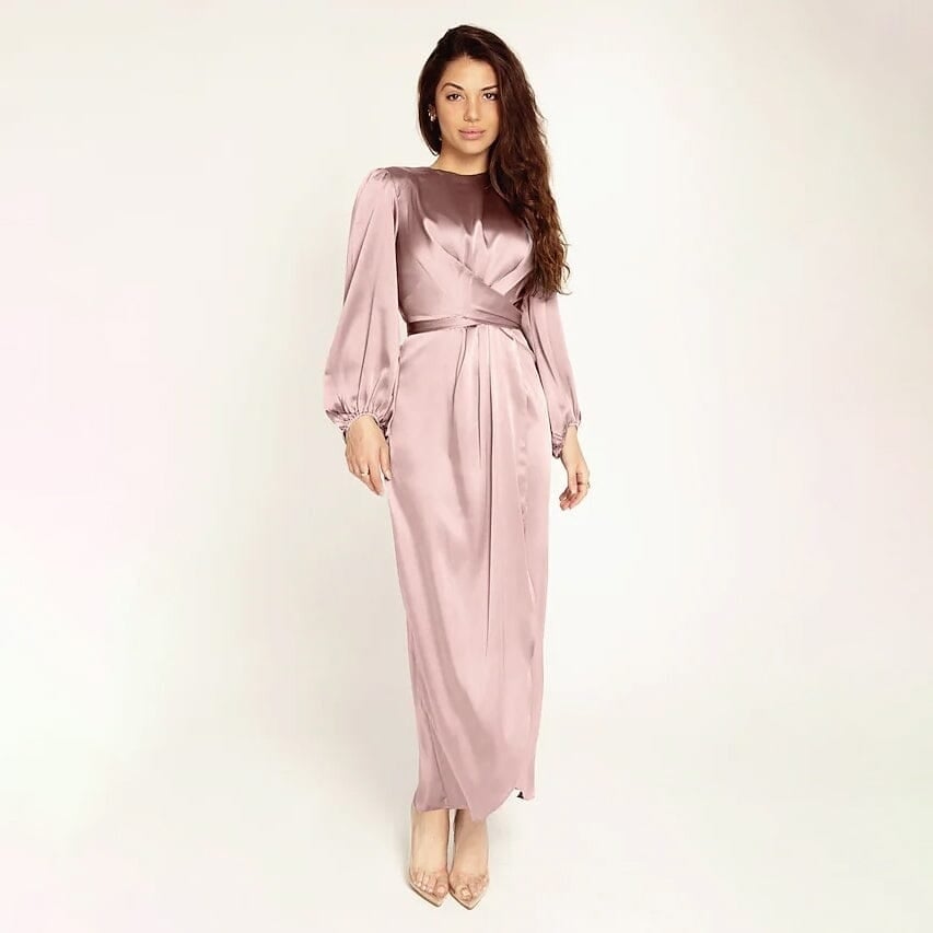 Womens Satin Swing Maxi Dress Image 1