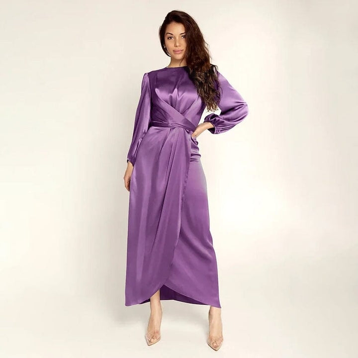 Womens Satin Swing Maxi Dress Image 2